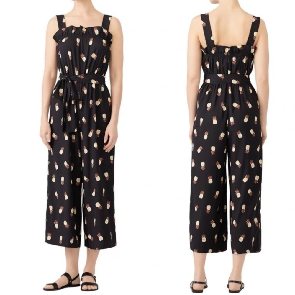 Kate Spade Pineapple Wide Leg Crop Jumpsuit in Black - DAMAGED SEE DESCRIPTION